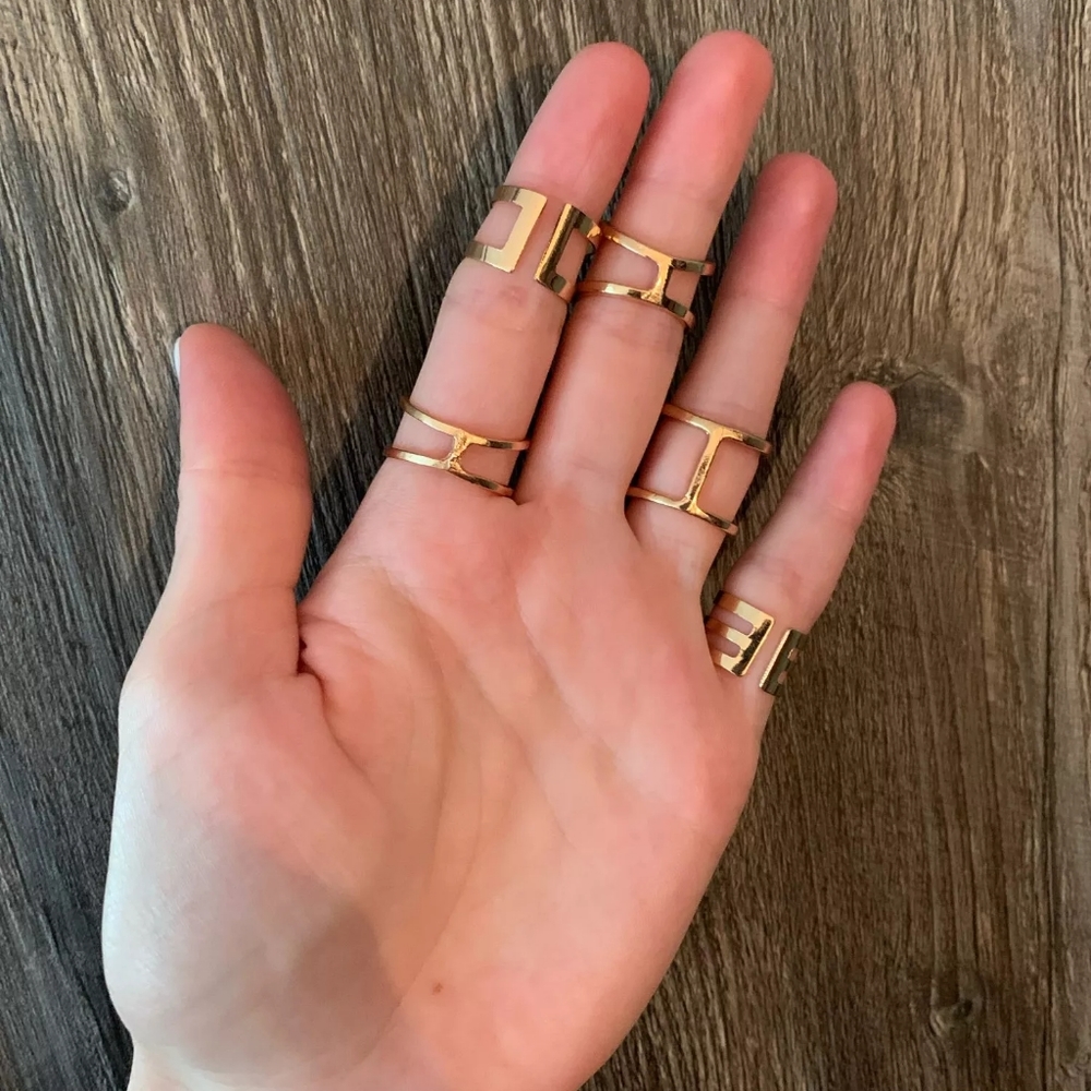 !NEW 5 pc V-Shape Geometric Joint Midi Knuckle Ring Set - Picture 12 of 13